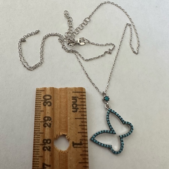 925 Silver turquoise butterfly necklace - Picture 4 of 4